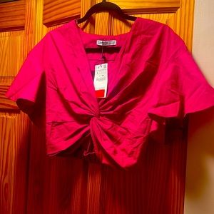 Zara Fuchsia Crop Top Sz L